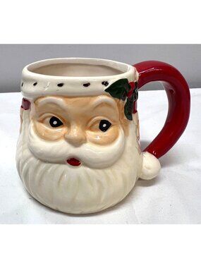 Vintage Santa Claus Ceramic Mug By Holly Hill Farms